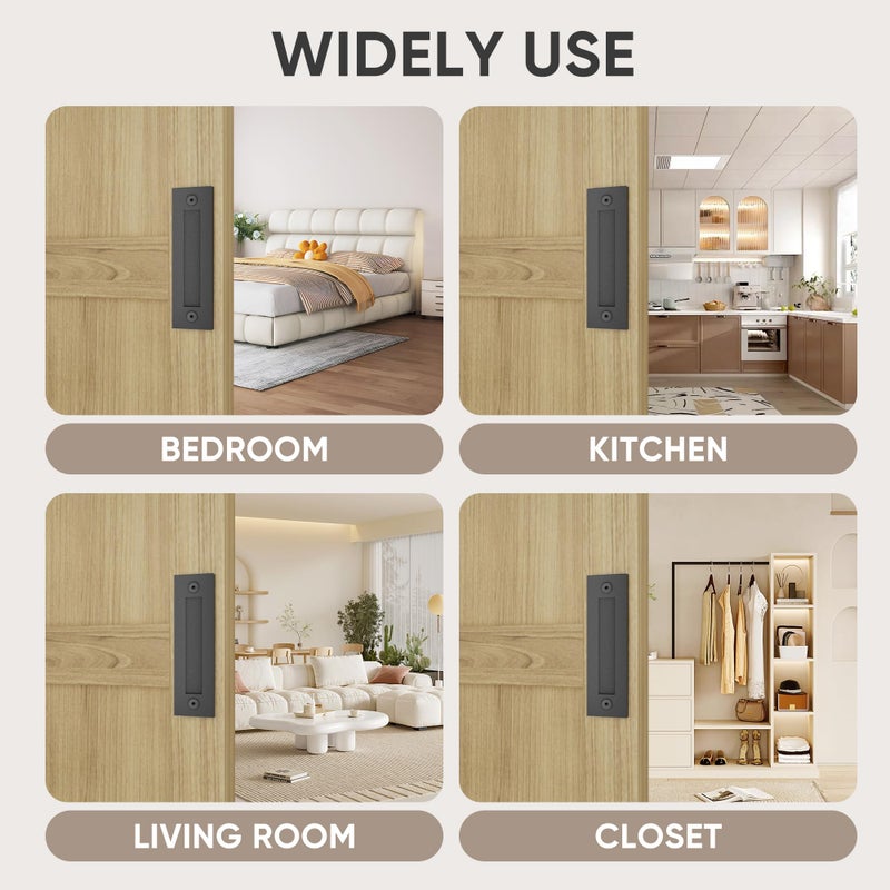 JUBEST 8-3/5'' Sliding Barn Door Handle Modern Simple Finger Flush Pull Handle for Gates Garages Sliding Doors Cabinets Closet and Drawers, Matte Black - Image 5